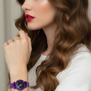 Buckle Magnetic Mesh Belt Diamond Quartz Watch